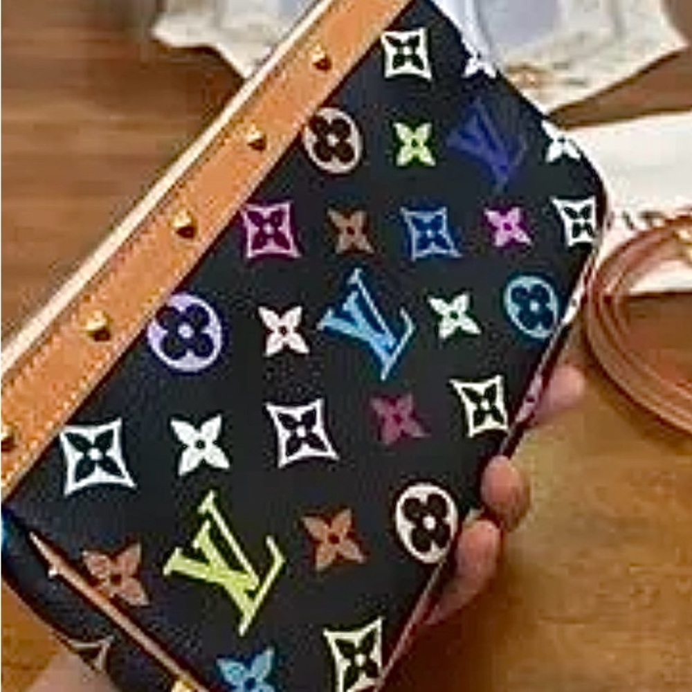 Louis Vuitton Black Clutch with Iconic Monogram